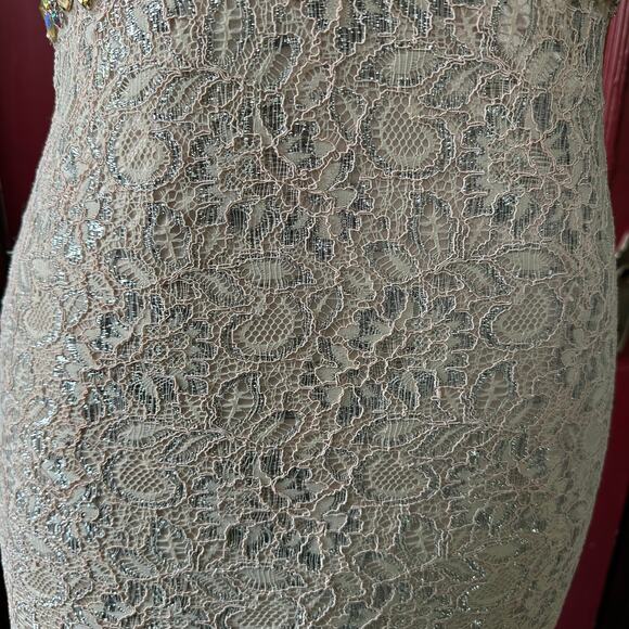 Mermaid Beaded Lace Prom Evening Gown 2 Illusion Bodice Tulle Formal Pageant - Picture 9 of 16